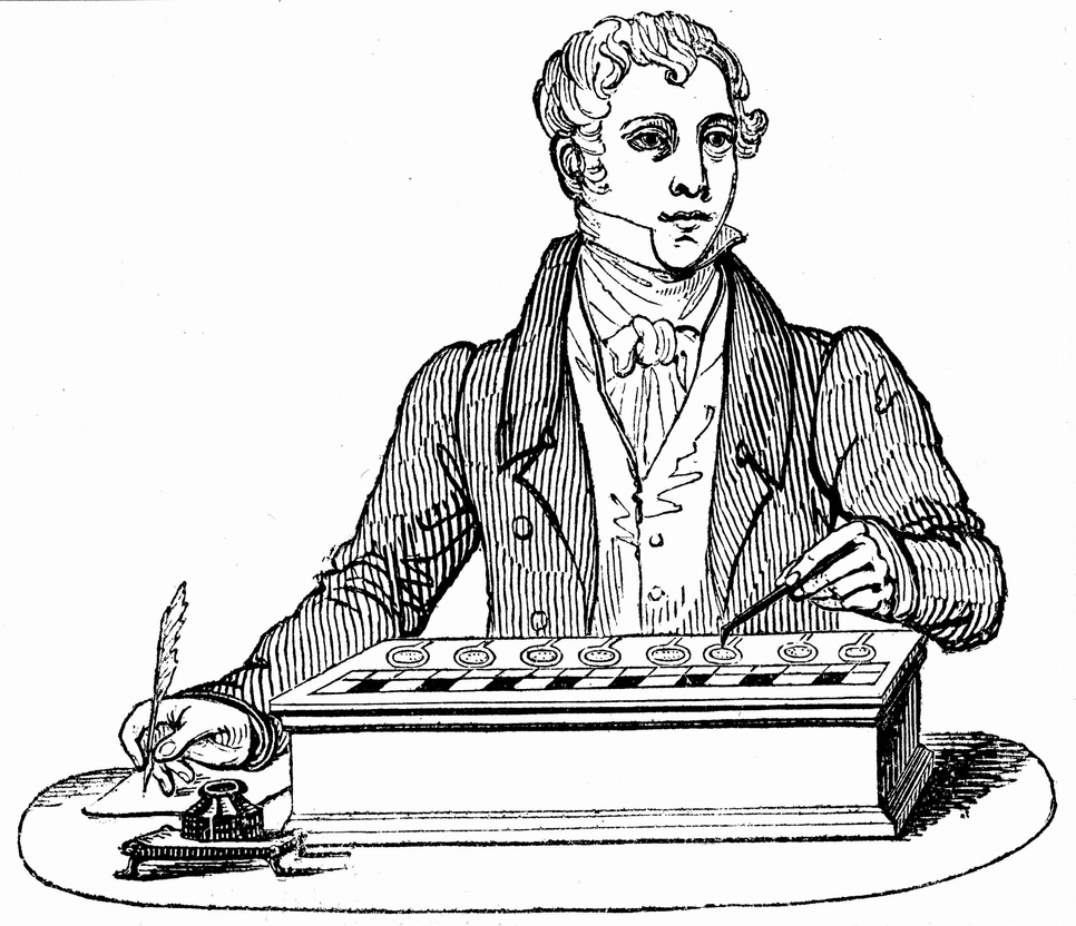 Clerk using a Pascal adding machine